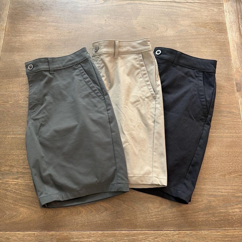32 Degrees Men's Golf Shorts Lot 3 Black Gray khaki Flat Front 32 Casual